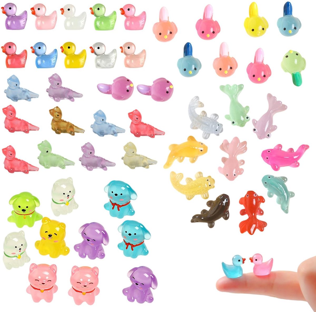 SolidKeus - Mini Dierfiguren van Hars, Set van 50 Stuks
