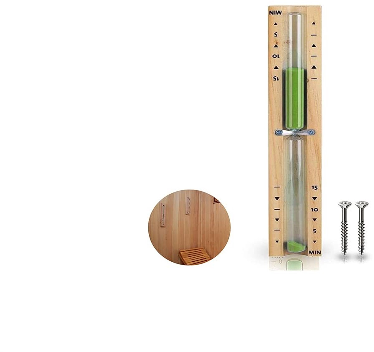 SolidKeus - Houten Zandloper voor Sauna en Keuken, 15 Minuten Timer