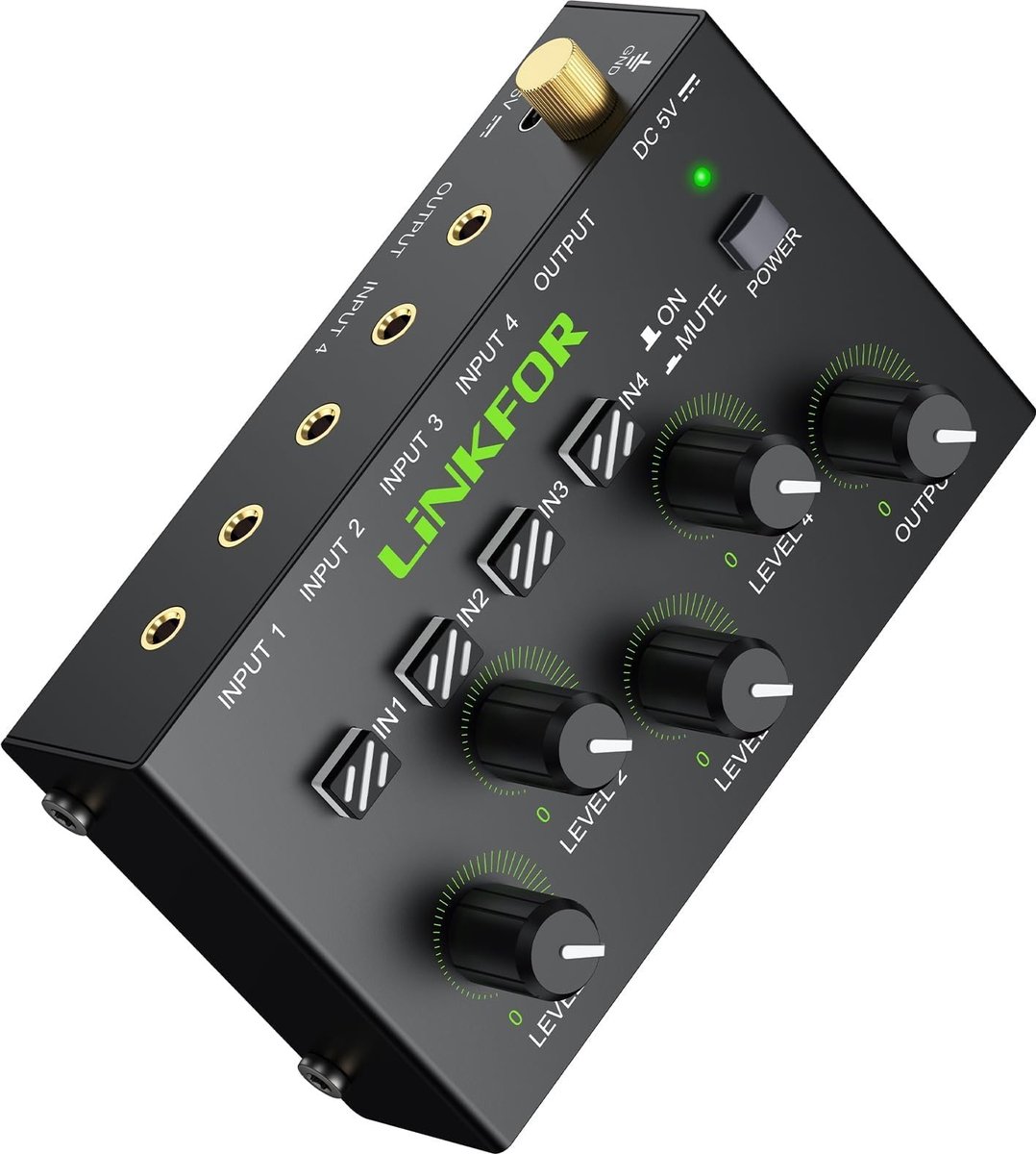 SolidKeus - Mini Stereo Mixer met 4 Kanalen en Voorversterker