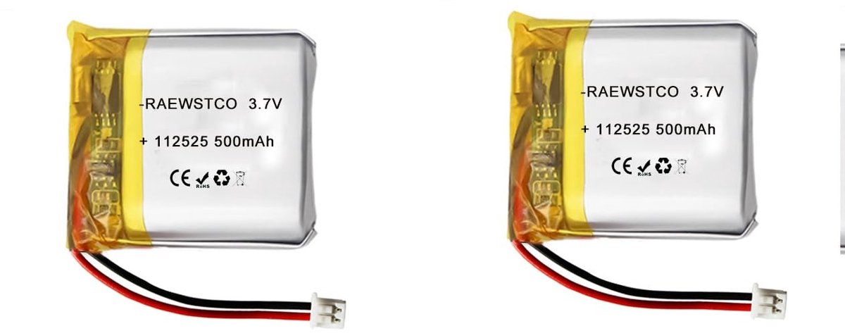 SolidKeus - 2 Stuks 3.7V 500 mAh Lithium Batterij voor Schoonheidsinstrumenten