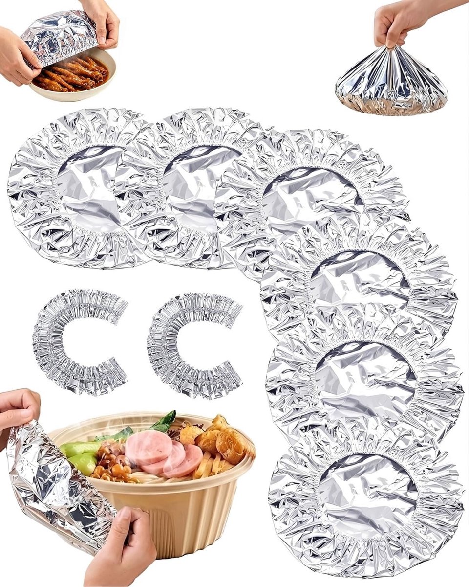 SolidKeus - Set van 20 Aluminium Voedselafdekkingen met Elastiek