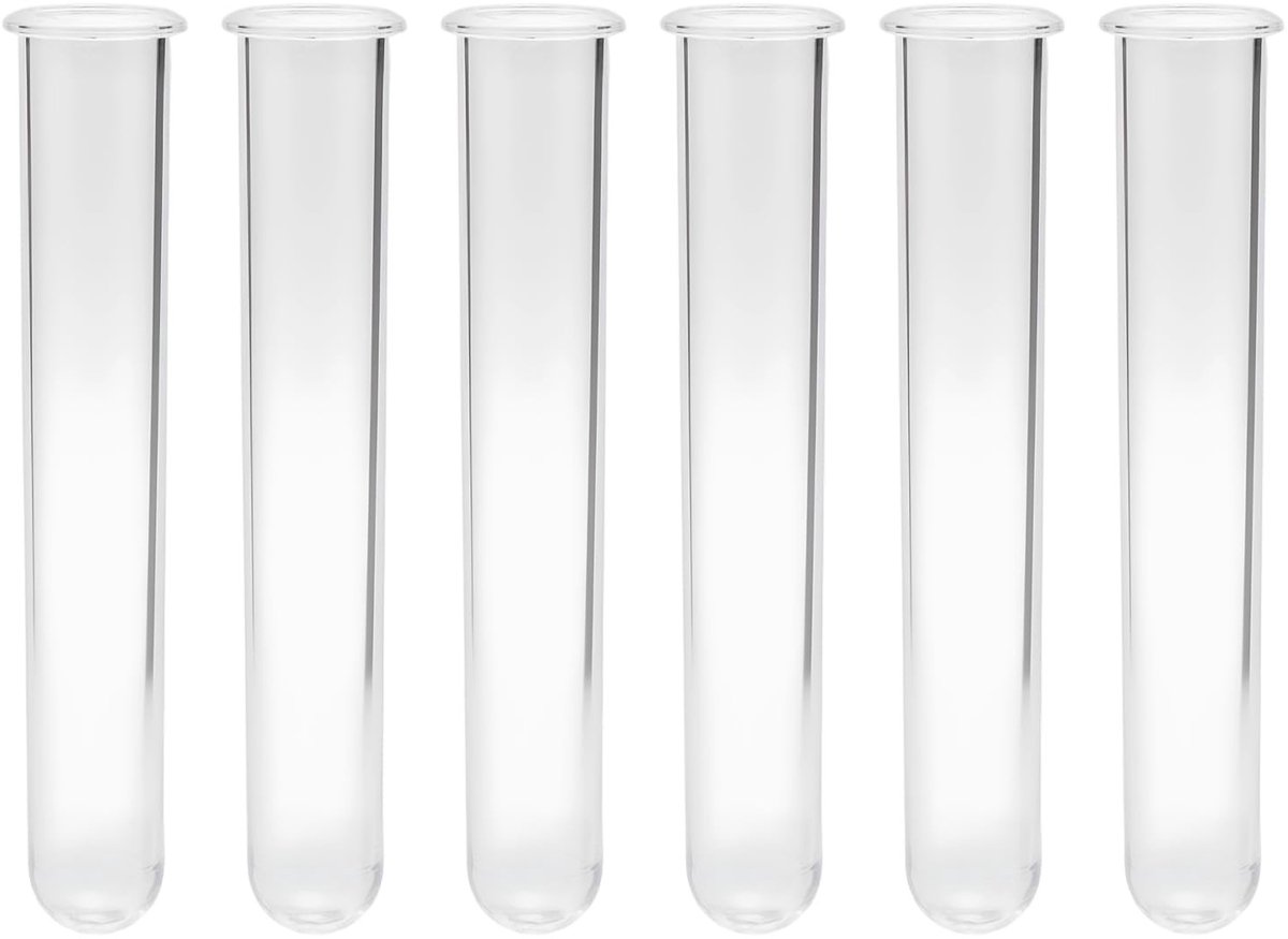 SolidKeus - Set van 6 Transparante Plastic Proefbuizen van 12 cm