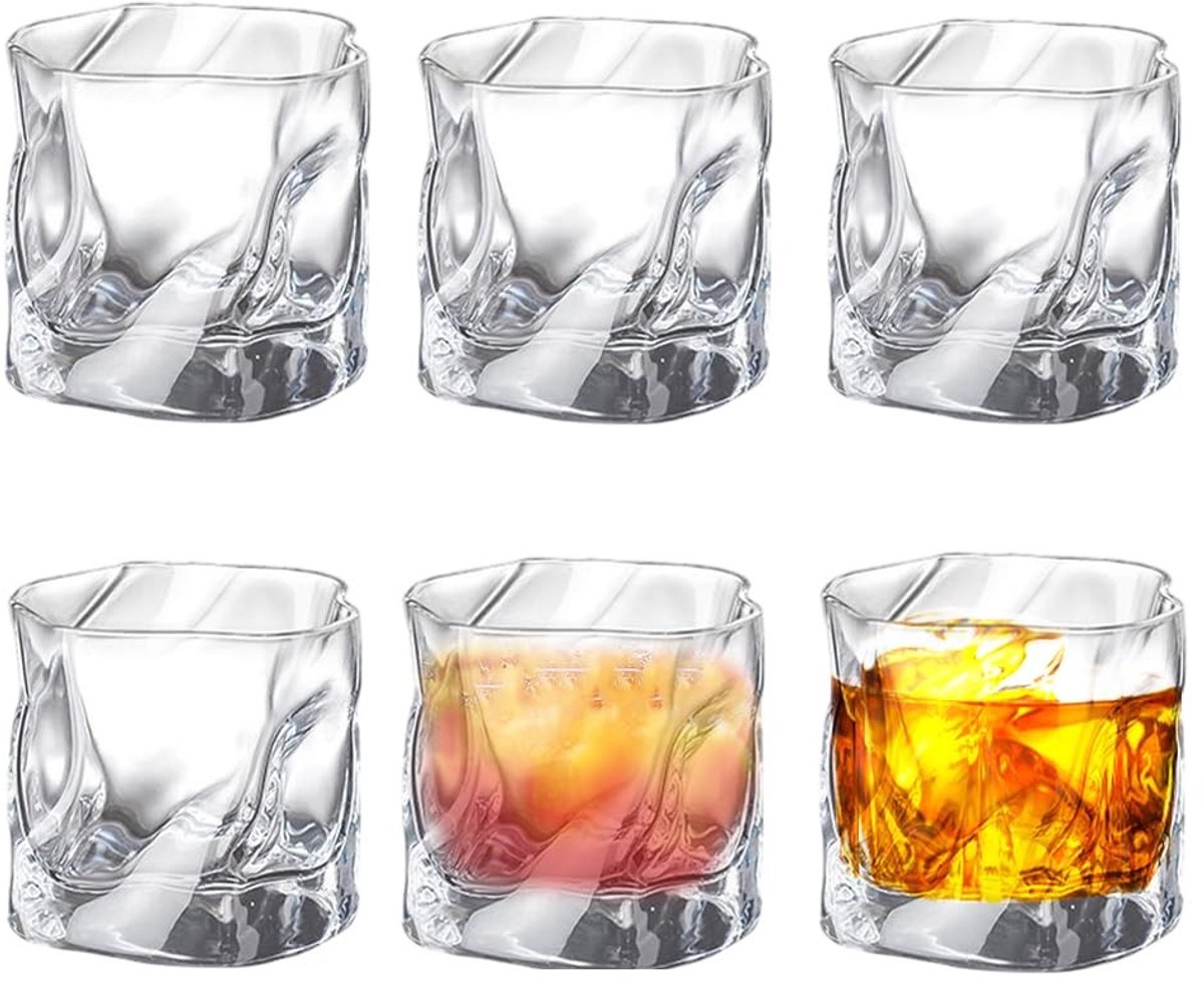 SolidKeus - Set van 6 Kristallen Whisky Glazen 200ml