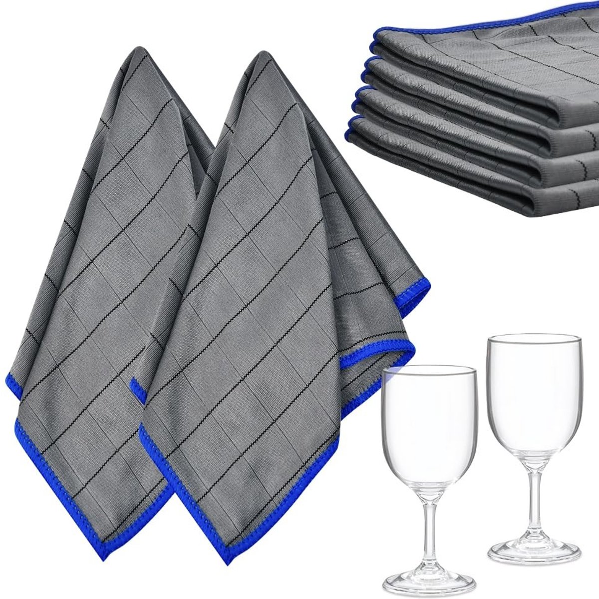 SolidKeus - Set van 4 Raamreinigingsdoekjes van Polyester en Koolstofvezel