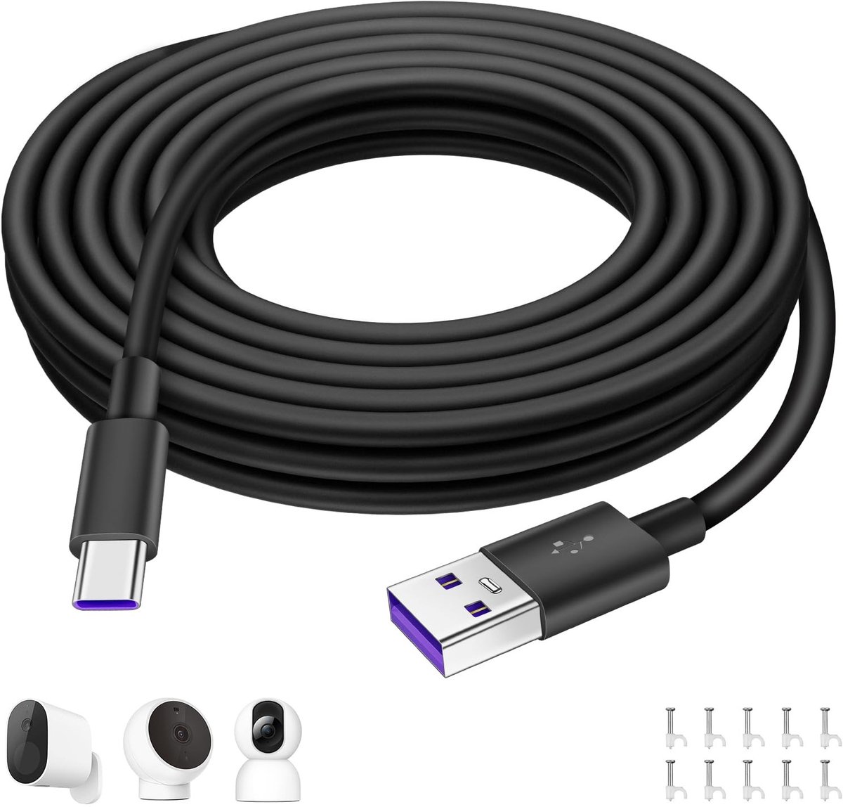 SolidKeus - USB C Voedingskabel 5m voor Beveiligingscamera's