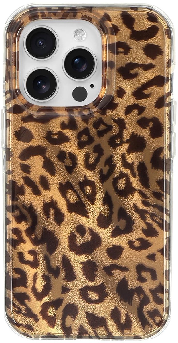 SolidKeus - iPhone 16 Pro Hoes met Vintage Luipaardpatroon en TPU Bescherming