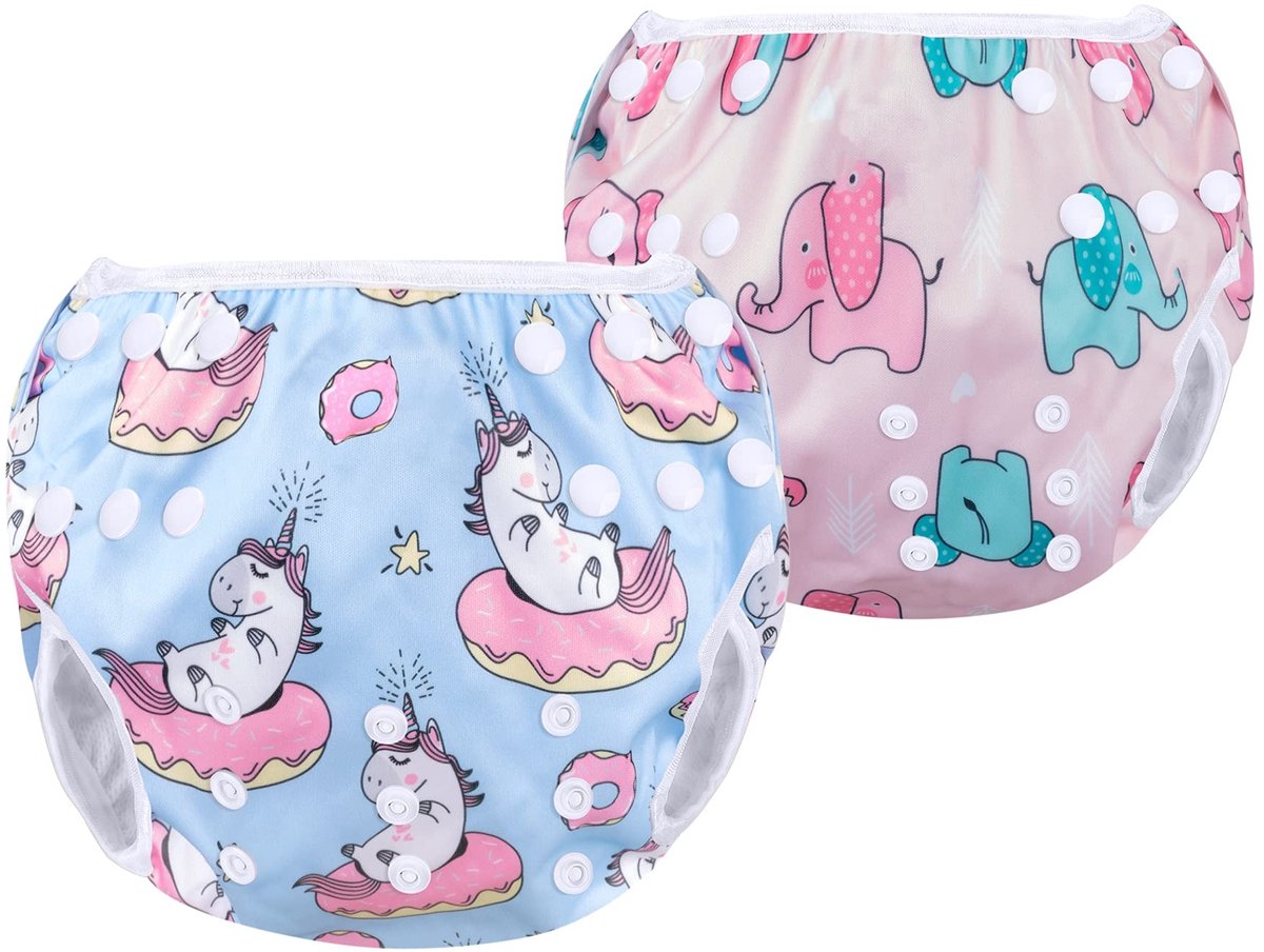 SolidKeus - Herbruikbare Zwemluier voor Baby's (2 Stuks) met Aanpasbare Maten