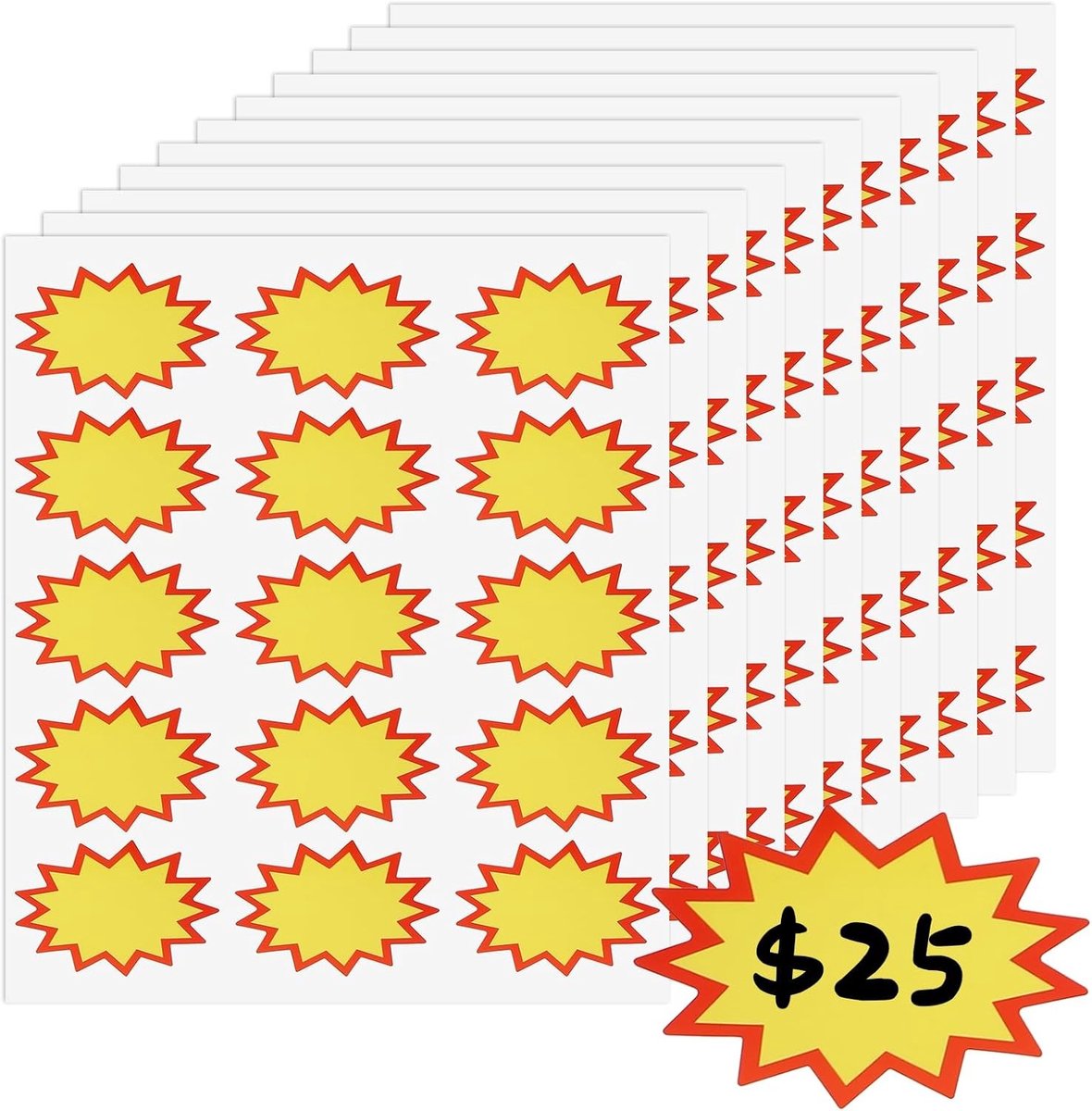 150 Stuks Prijslabels voor Vlooienmarkten - Rode Prijskaartjes voor Winkels, Verkoopborden en Supermarkten (7.5 * 5cm)