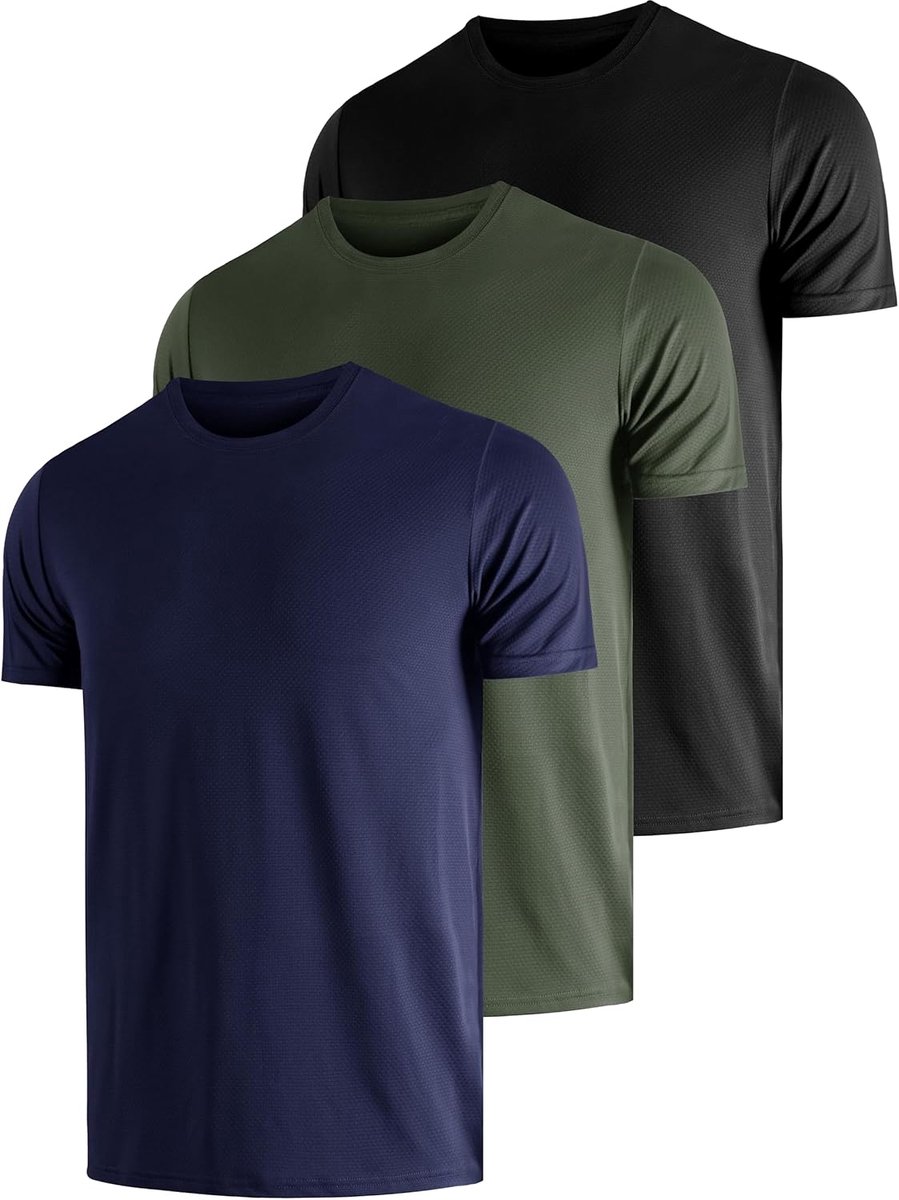 T-shirt voor heren, 3 stuks, UPF 50+, zonbescherming, functionele mouwen, zwemmen, t-shirts, rashguard training, sneldrogend, outdoor, surfen, wandelen, hardlopen, vissen,