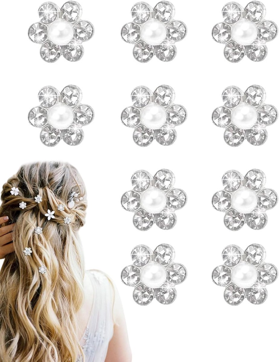 Haarspelden voor dames, diamanten, witte parels, haaraccessoires, haarspelden met bloemen, decoratieve haarspelden voor bruiloft, haaraccessoires met bloem, stijl 2