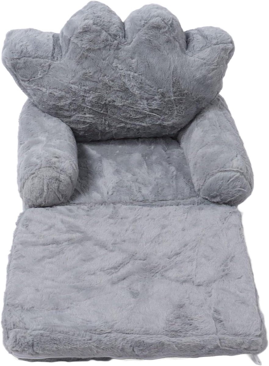 Peuterstoel Kroon - Kinderbankjebabyfauteuil - Lezen en Spelen - Opvouwbaar en Lichtgewicht - 46 x 34 x 20 cm - Grijs