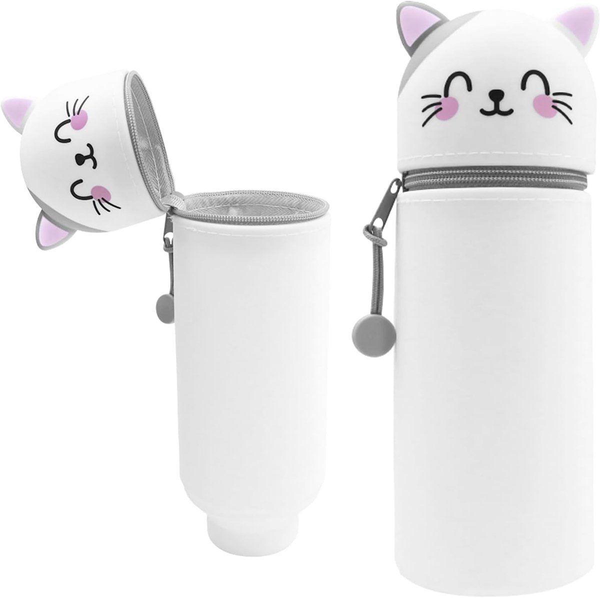 2-in-1 zachte siliconen etui, pennenetui, kleurpotloden, markers, stand up etui, schattige schoolbenodigdheden, meisjes en jongens, blauw, 19x6,5 cm