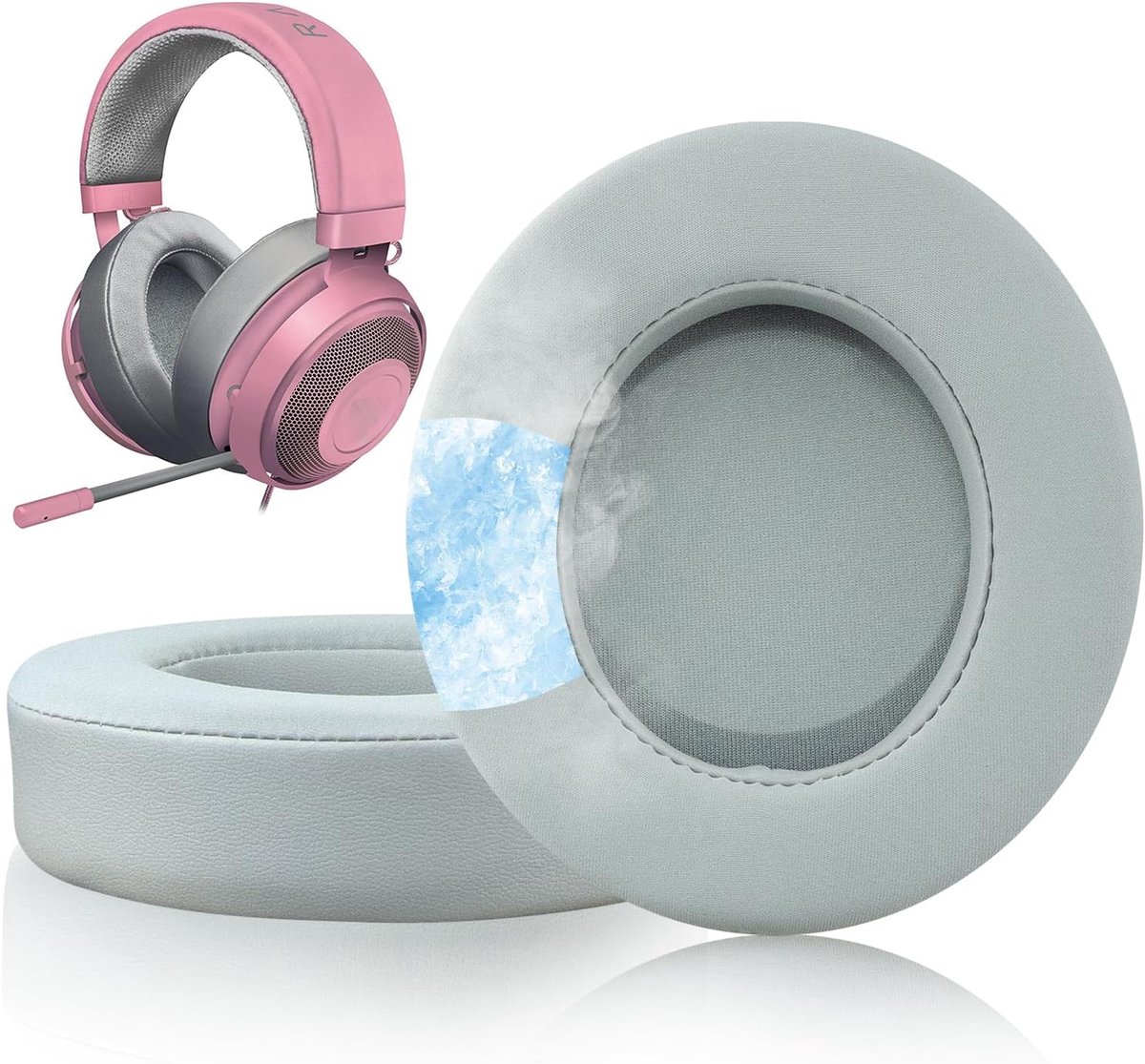 Koel-Gel Oordopjes voor Razer Kraken Pro V2, Kraken 7.1 V2, Kraken Stormtrooper Headset (Grijs)