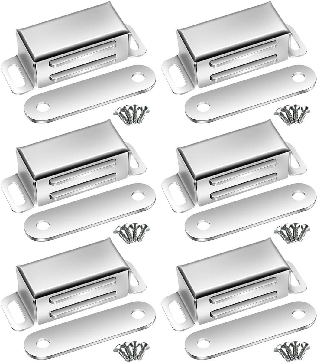 Magnetische deurmagneten voor kastdeuren, sterke 8 kg magnetische sluitingen, roestvrijstalen laden, magnetische deursluiter, magneet voor meubels en balkondeuren (6 stuks)