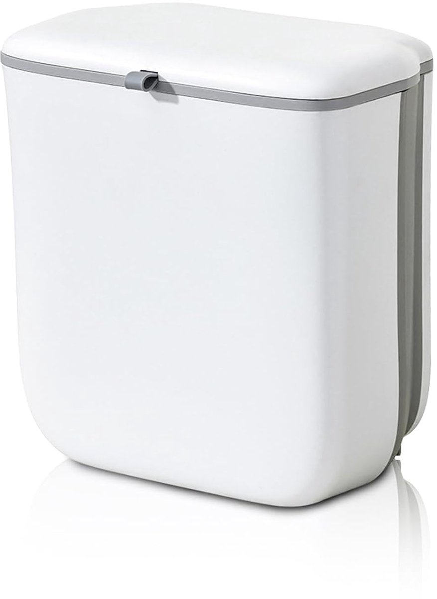 Afvalemmer van 10 liter, wandhouder, hangende afvalemmer, opvouwbare vuilnisemmer voor keuken, camping, vuilnisemmer met deksel, voor keuken, badkamer, kantoor, camping
