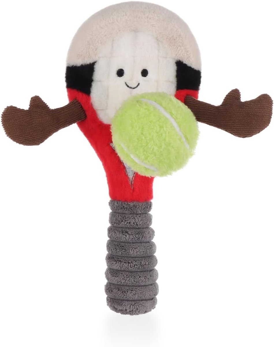 Lamb Vitality Pluche tennis sport pluche dieren voor kinderen, zacht schattig knuffeldier voor baby's, meisjes en jongens, pluizige vitaliteit, tennis, groen, 24 cm