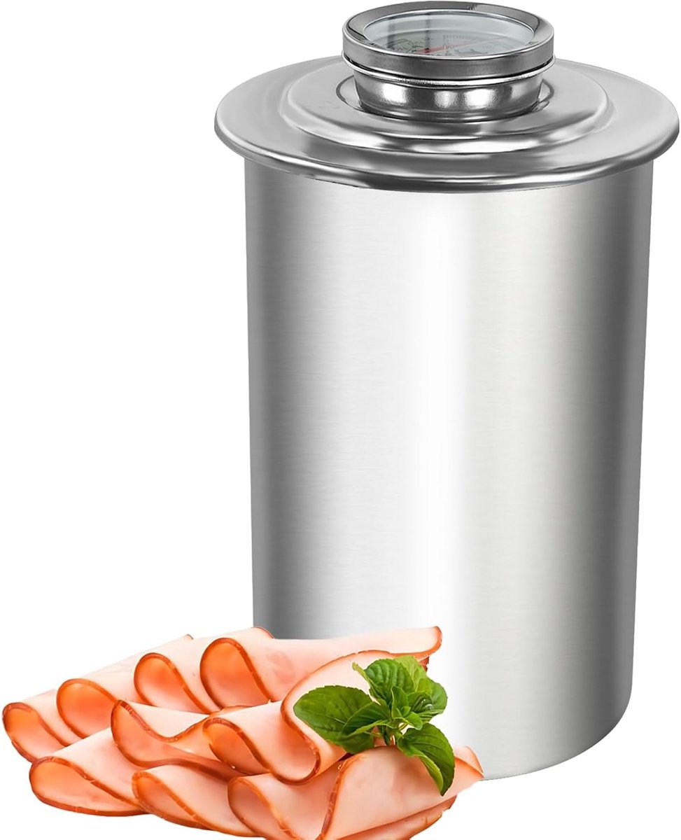 Ham Maker, roestvrijstalen hamvleespersmachine met thermometer, gebruikt voor gezonde zelfgemaakte delicatessenham, sandwich, koude schotels, vis, gevogelte, zeevruchten - Keuken Bacon Vlees