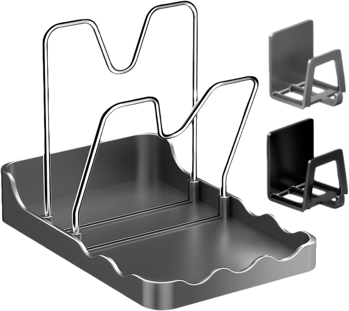 Opbergorganizer Voor Pannen Deksels 2-In-1 Opbergrek met Dekselopslag | Roestvrij Staal Potdeksel Houder Voor In De Keuken Op Het Keuken Aanrecht In De Kasthoek Bij De Spoelbak Voor