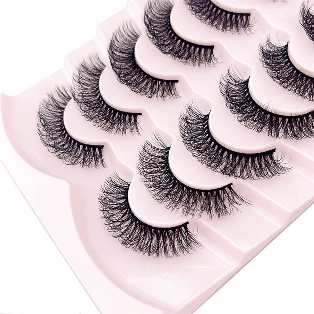 Russische strip, natuurlijke look, D, curly fluffy 3D-effect, Cat Eye zachte kunstwimpers, verpakking van 7 paar