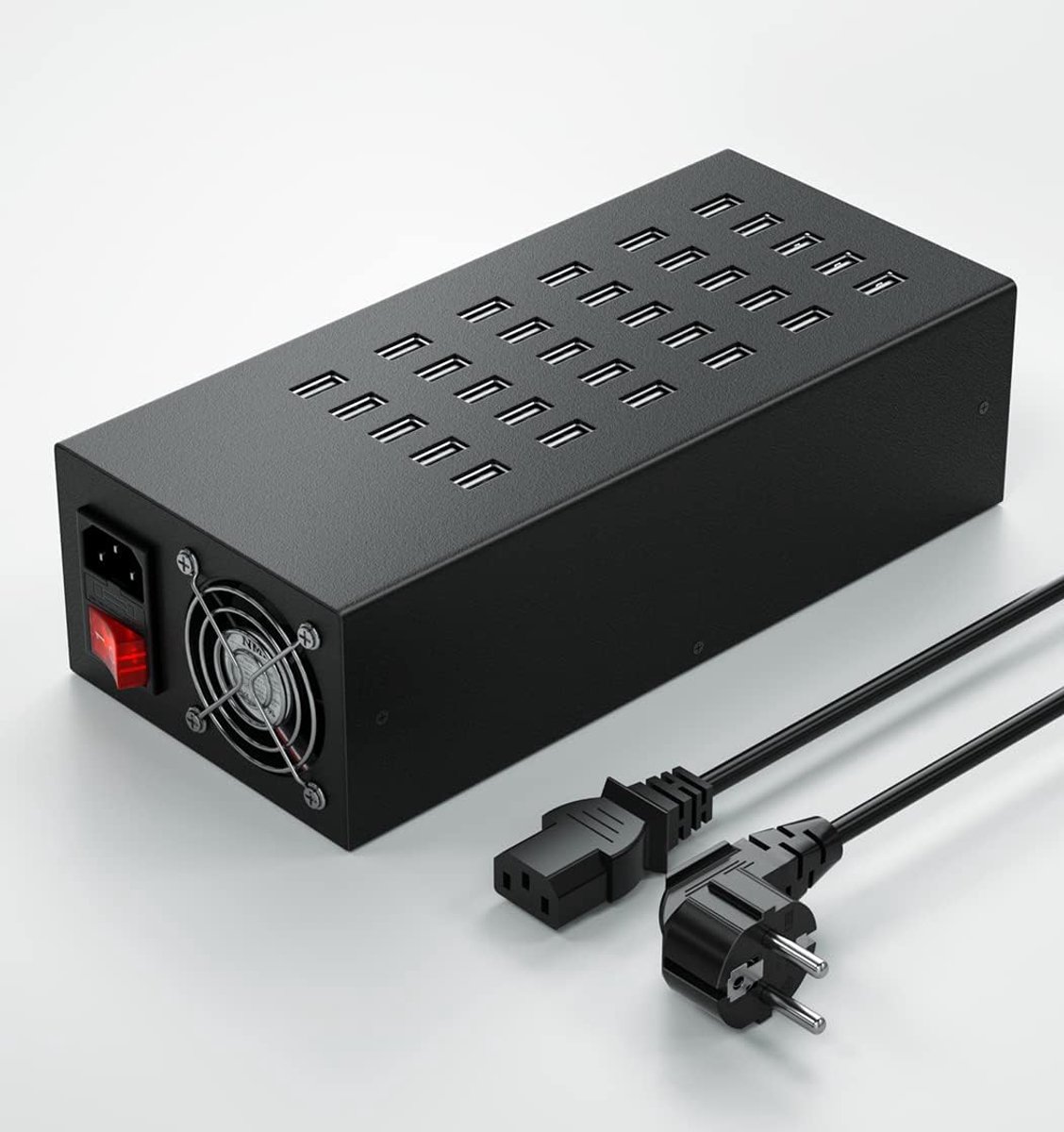 Laadstation voor meerdere apparaten, 30-poorts 300W/60A USB-laadstation, 30-in-1 USB-oplaadhub, meerdere USB-laadstations voor iPhone, iPad, Samsung, tablets en andere elektronica