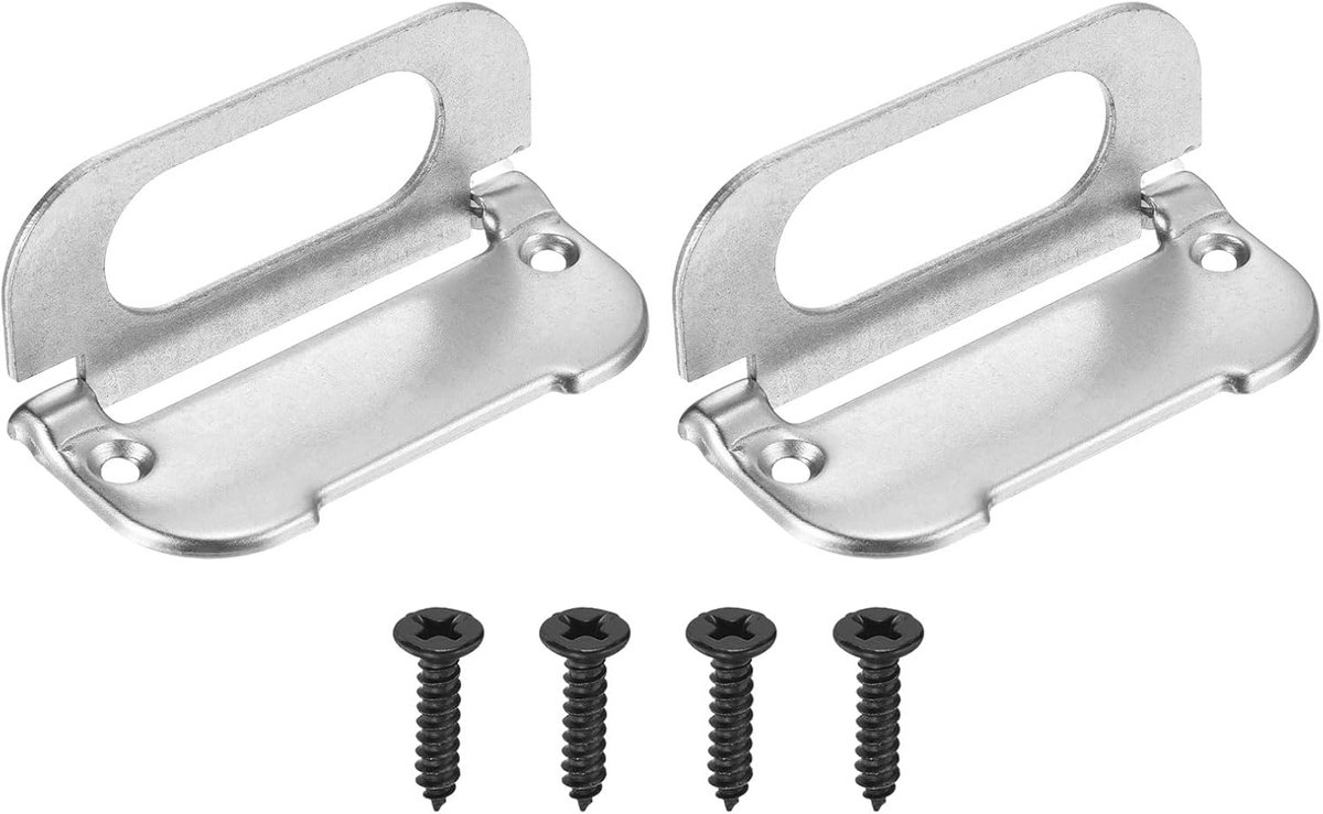 Verzonken trekdeurklink, set van 2 onzichtbare inbouw trekhendel met schroeven voor kastdeur, gereedschapskist, containermeubels, automatisch trekhandvat, zilver