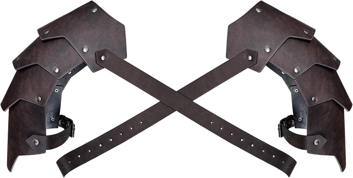 Middeleeuwse kunstleren dubbele Pauldron, Vintage huurling ridder schouder harnas voor LARP/Cosplay Ren Farie