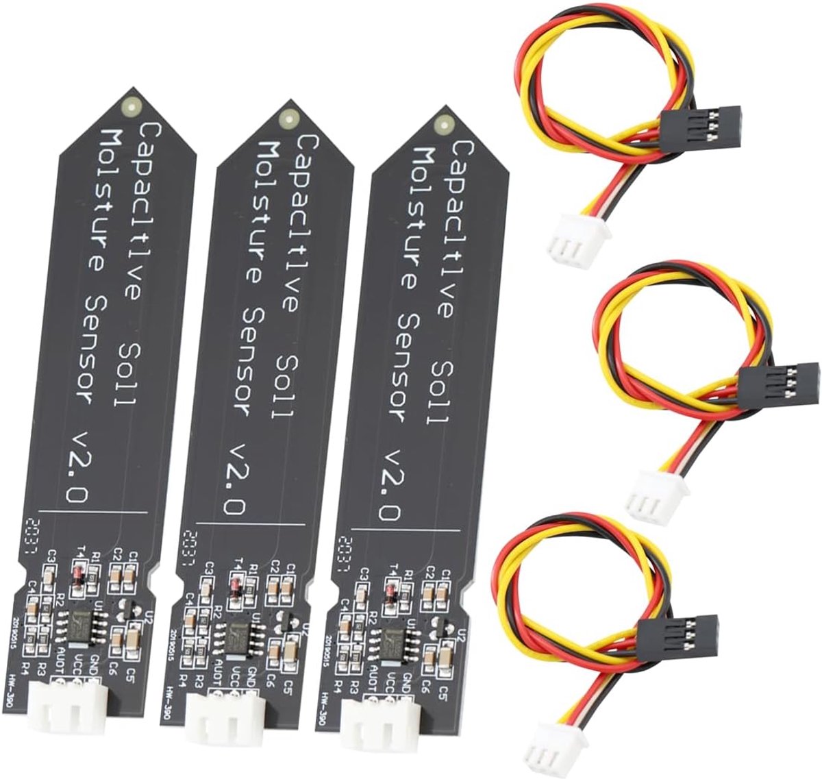 Bodemvochtigheidssensor Brede 3,3V DC Capacitieve Analoge Hygrometer-Vochtigheidssensor Bodemvochtigheidssensor met Kabel voor Arduino voor Raspberry Pi (Verpakking van 3)