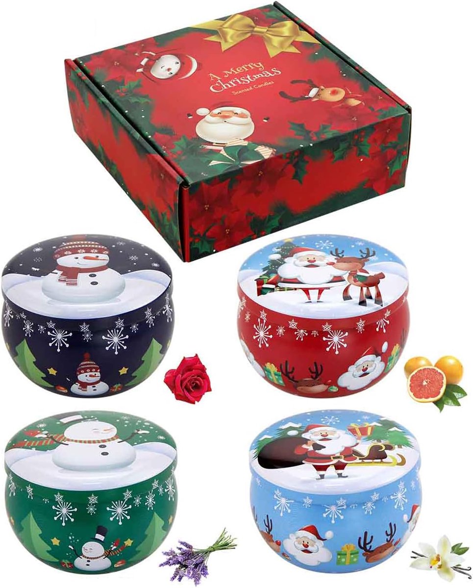 Kaarsen Lotto van 4 Gegeurde Geschenkset Natuurlijk Soja Wax Reizen Tin Jar Rookvrij Smokeless Aromatherapy Candle Long Lasting Portable Relaxing for Home