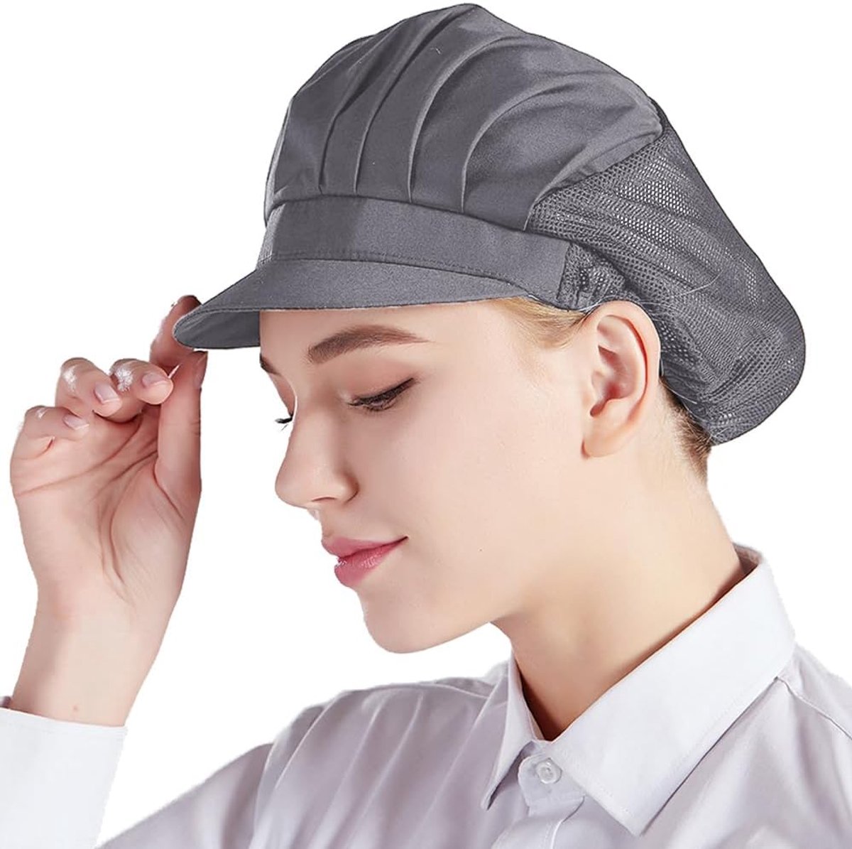 Unisex 5-delige koksmuts elastische mesh ademende stofkap werkmuts industrie werkplaats haarnet