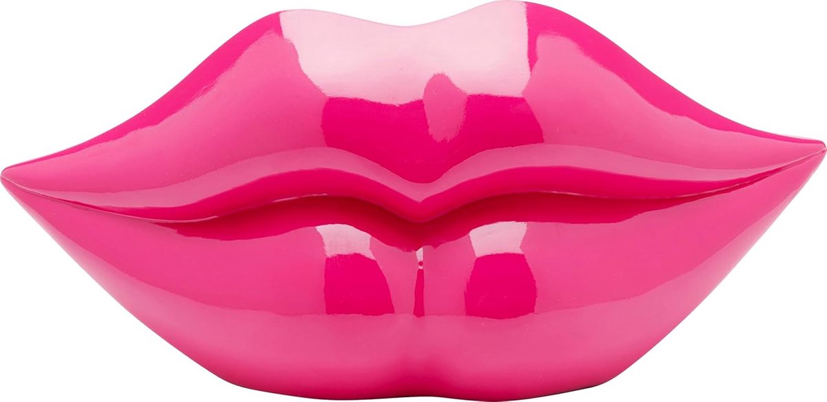 Design spaarpot Lips, roze, 13 cm hoog, spaarvarken, lippen motief, woonkamer