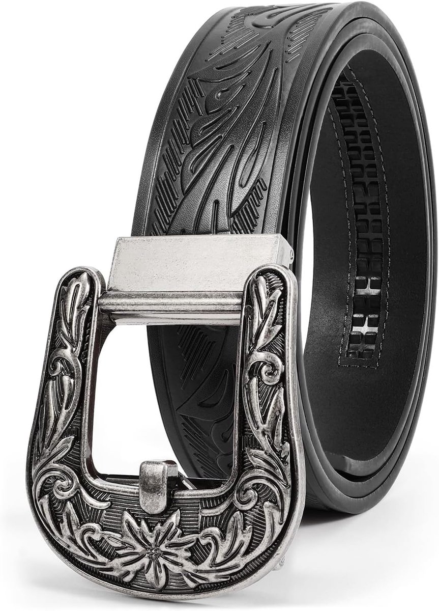 Heren Ratchet Western Riem Lederen Cowboy Riemen voor Mannen met Automatische Westerse Gesp Riem voor Jeans Kerstcadeaus