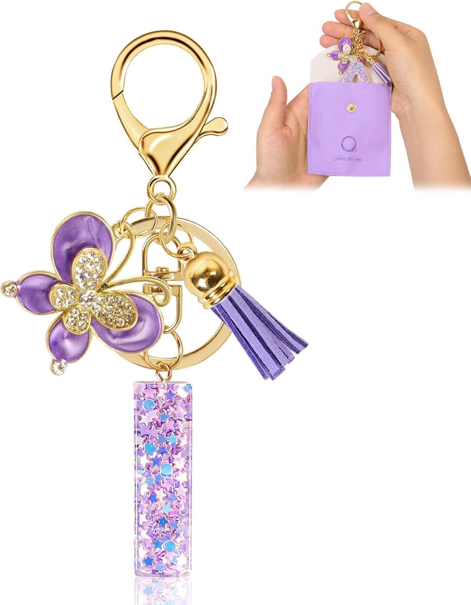 Dames, sleutelhanger met naam, letters, bedels, vlinder, voor vrouwen en meisjes