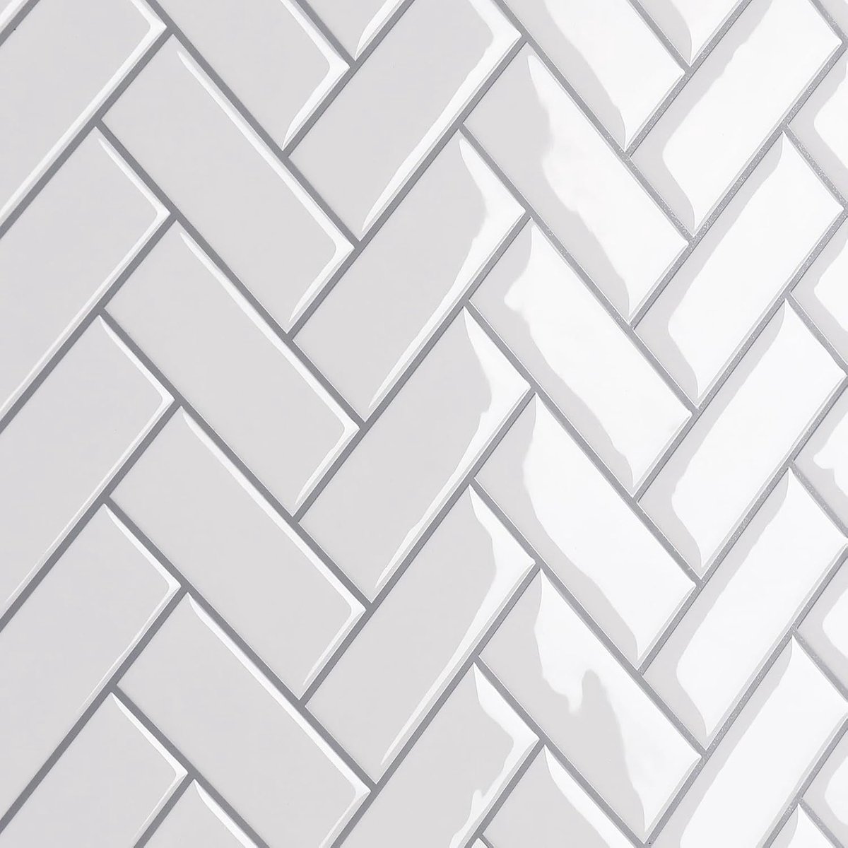 Witte Zelfklevende Muurtegels Visgraat Stickers Waterdichte Spatwand voor Badkamer en Keuken 28,5 cm x 30,5 cm 4 Stukken