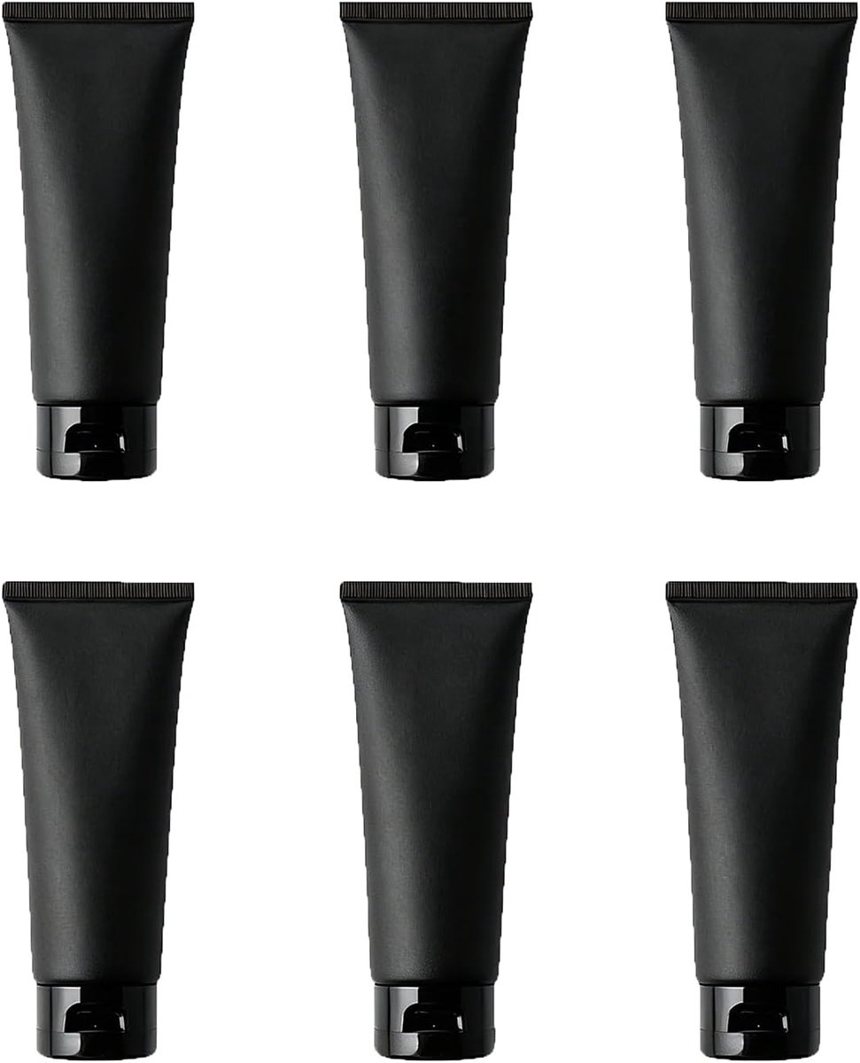 6 stuks 100 ml 3.3 oz zwarte plastic reisflessen voor toiletartikelen knijpbare flessen reisformaat cosmetische containers buisjes pot voor douchegel lotion crème shampoo