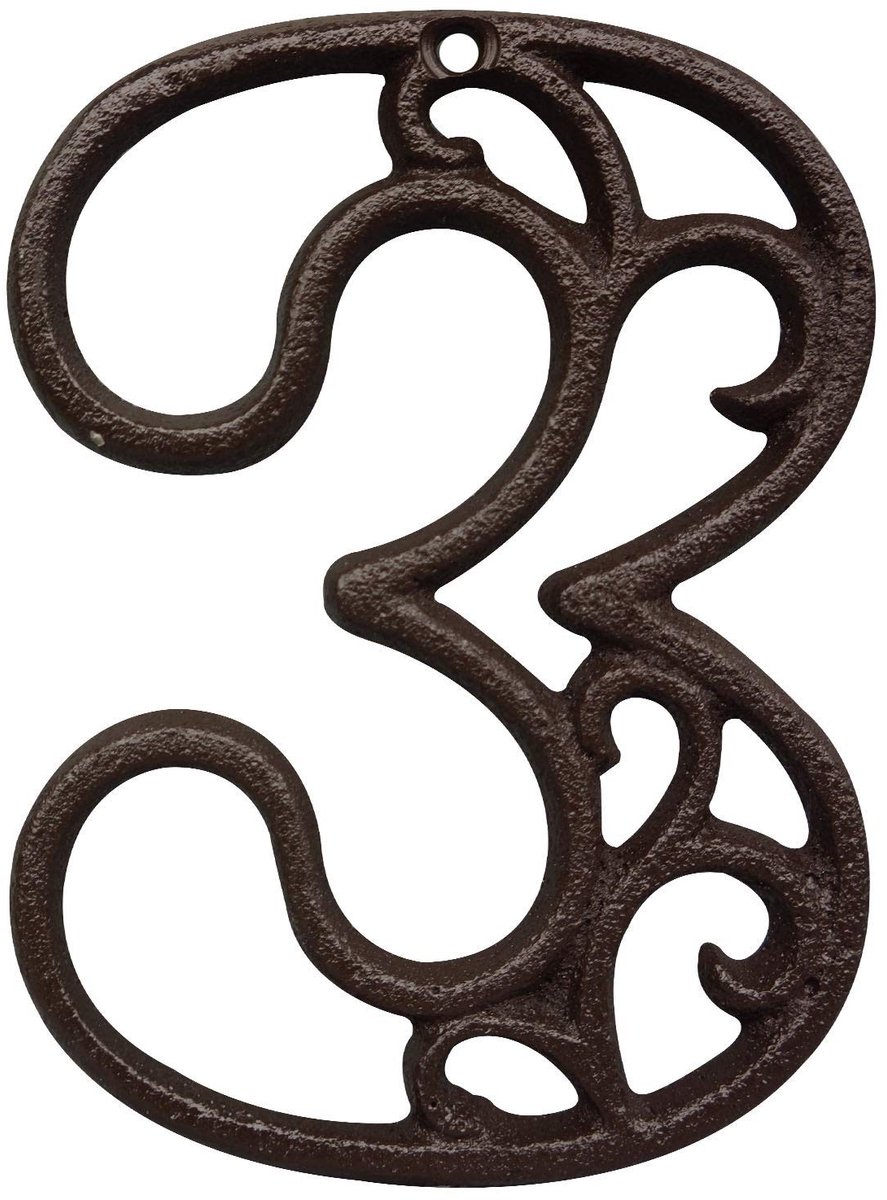 SolidKeus - Decoratieve Huisnummers van Gietijzer, Nummer 3