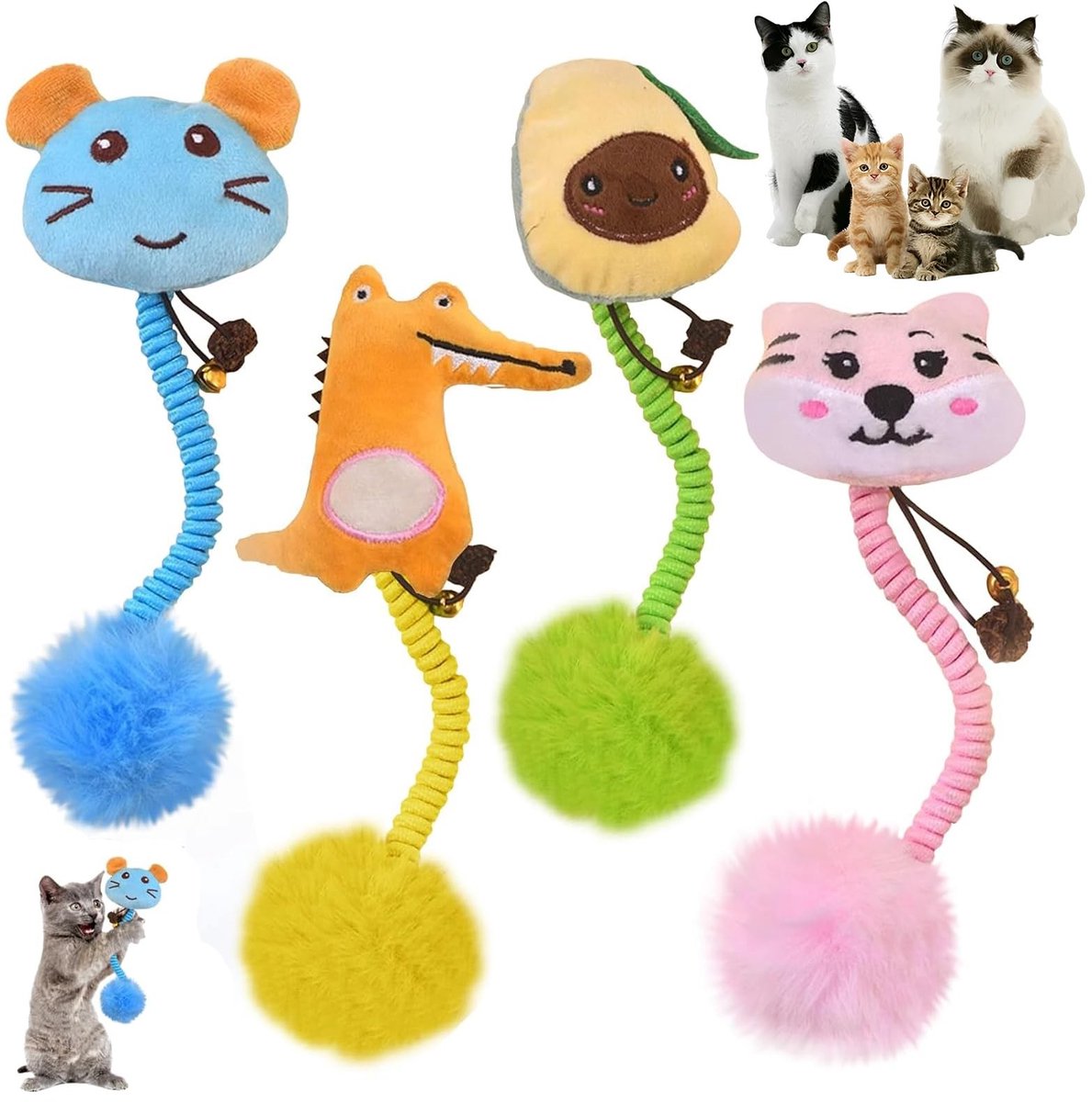 SolidKeus - Set van 4 Katten Speelgoed met Catnip voor Tandverzorging