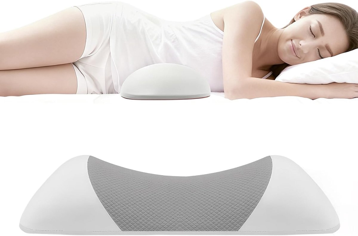 Ergonomisch Lendensteun Kussen van Geheugenfoam voor Bed en Bank ter Ondersteuning van de Onderrug - Ideaal voor Thuis en Kantoor - 55×26×8-11cm