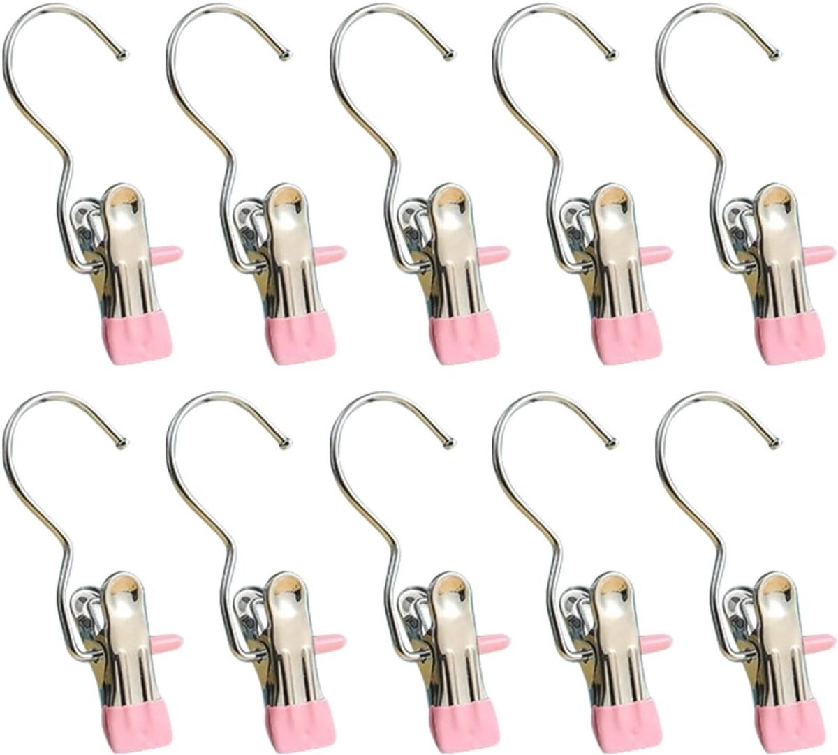 10 stuks- wasknijpers-wasknijpers metaal -wasknijpers groot-wasknijpers roze -Droogrek Knijpers -Knijpers-Binnen en Buiten-Strandlaken Knijpers - Badlaken Clips -Voor Handdoeken, Hoed, Jurken, Badhanddoek-Winddicht-Anti Slip
