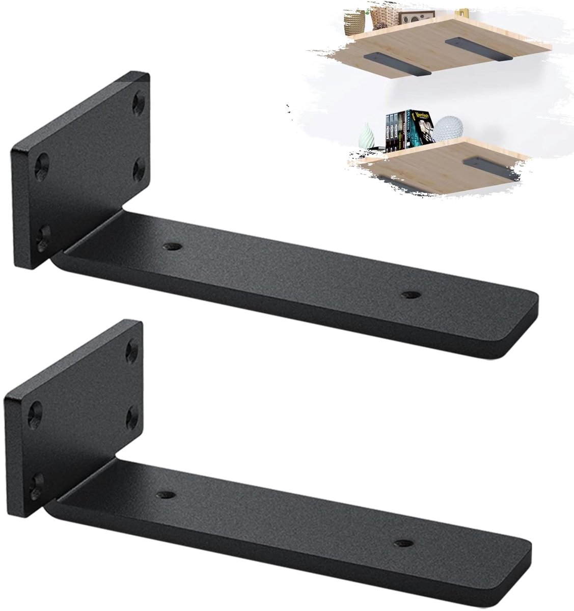 SolidKeus - Set van 2 Wandsteunen voor Planken 15cm Zwart