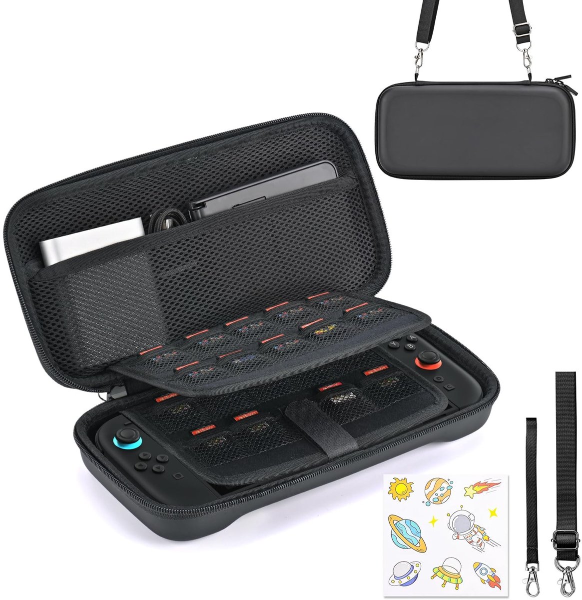 SolidKeus - Draagtas voor Switch 2 met 19 Spelkaartsleuven en Accessoires (Zwart)