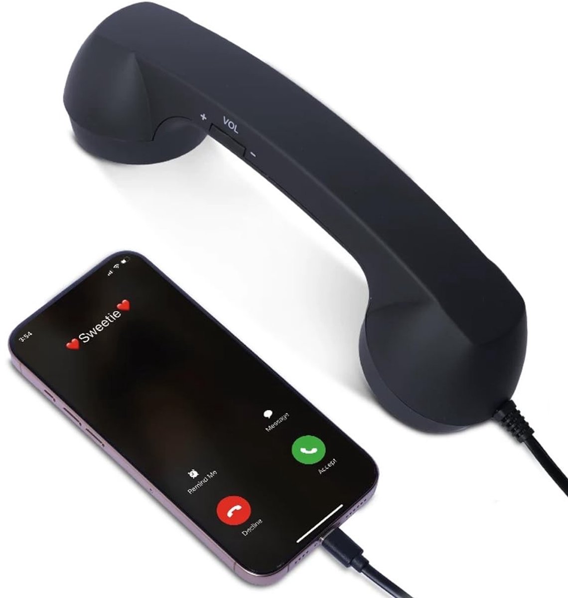 SolidKeus - Retro Telefoon Ontvanger met USB-C Aansluiting voor Mobiele Telefoons