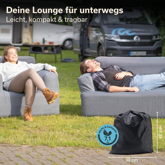 Opblaasbare Bank - Luchtbank - Outdoor Ontspanning - Geïntegreerde Pomp - 165 cm - Grijs — afbeelding 5