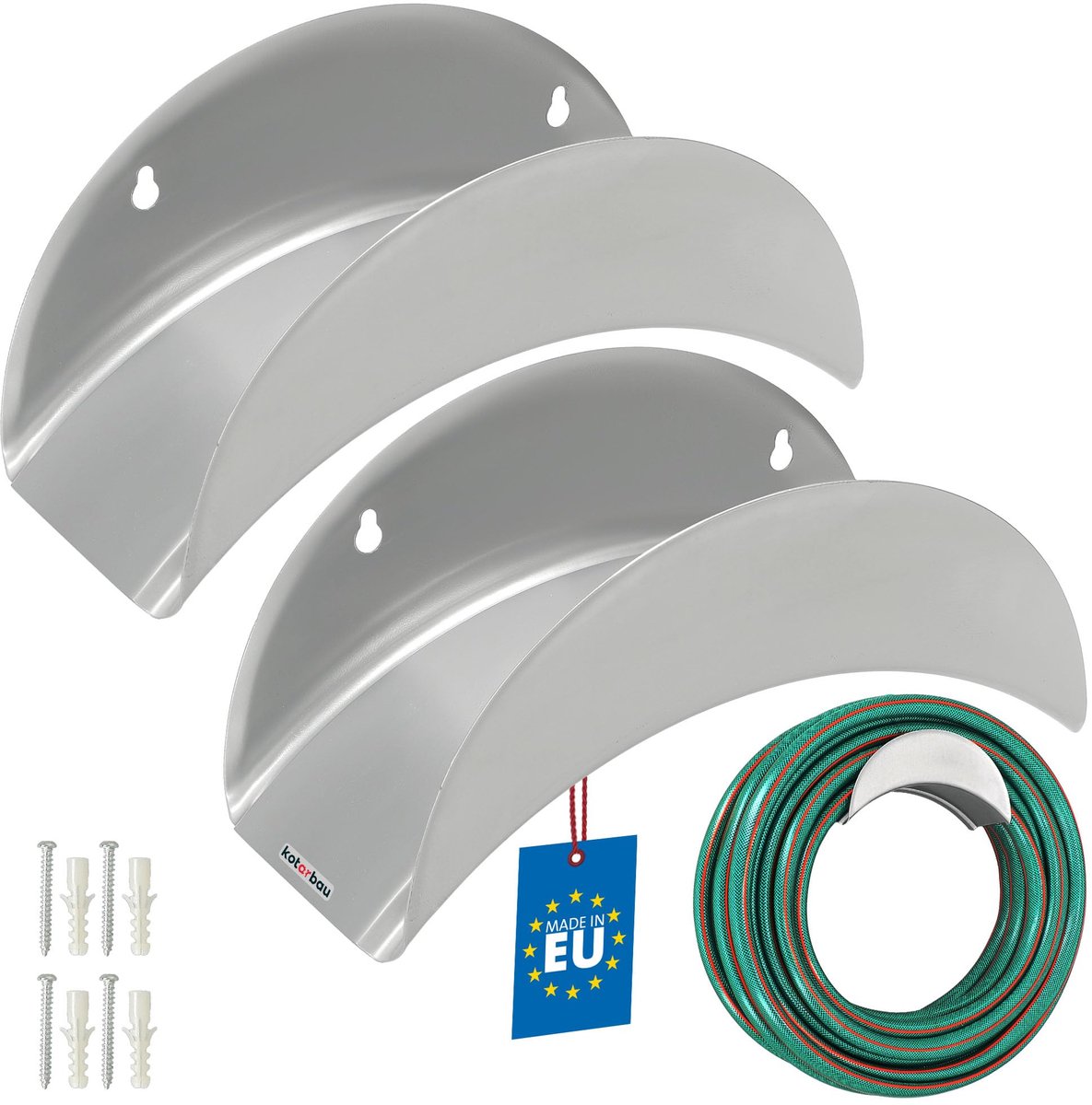 Set van 2 Tuinslanghouders - Metalen Wandhouder voor Tuinslangen - Stalen Slangophanger voor Tuin, Schuur & Garage - Ruimtebesparende Organizer voor Bewateringsslangen - 275 x 113