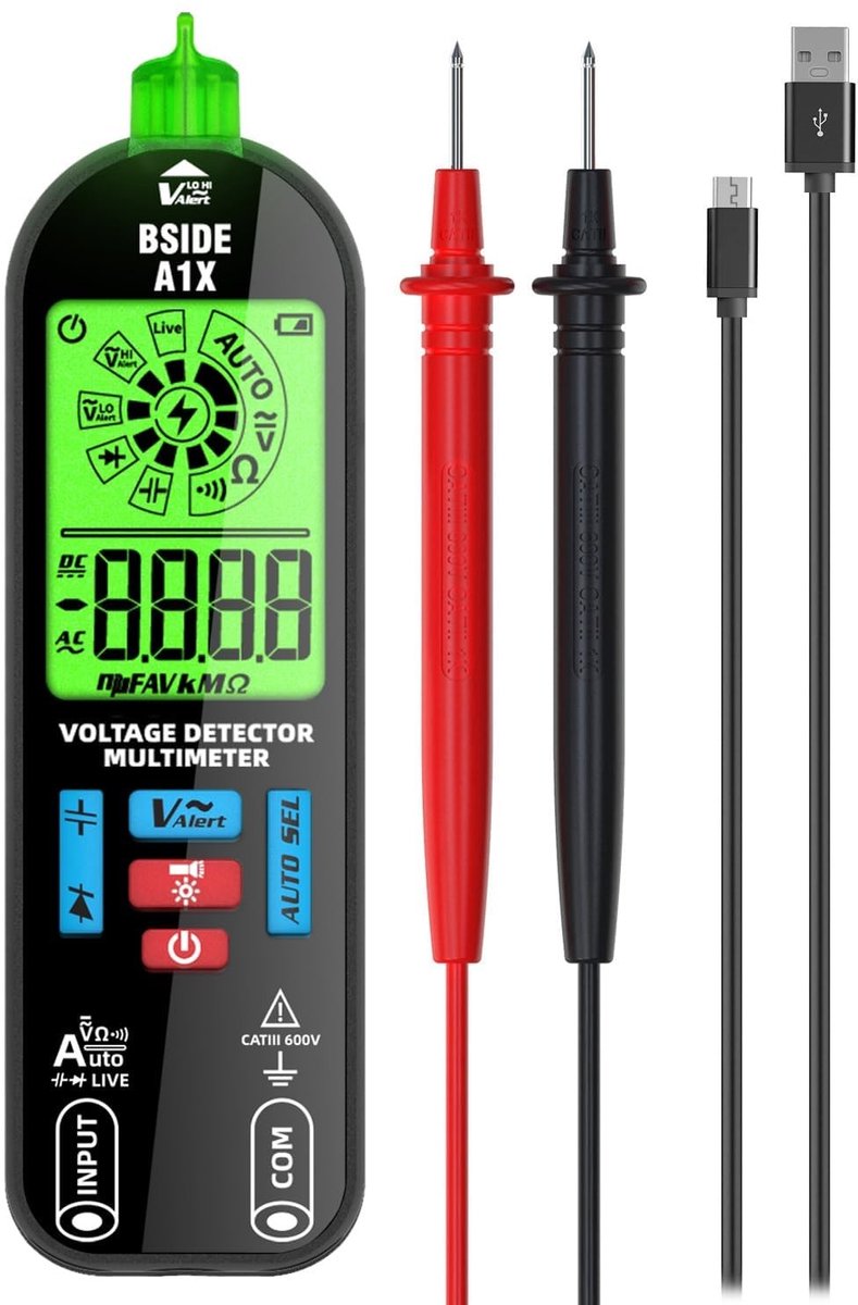 Digitale Multimeter - Elektrische Tester - Klussen en Meten - Automatische Meting - Mini Formaat - Zwart