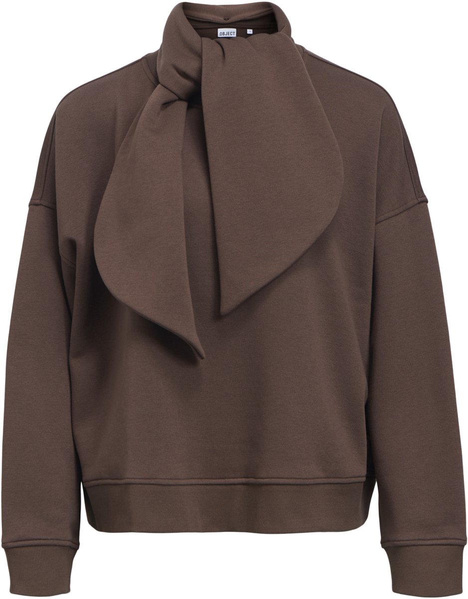 Object Trui Objarina L/s Oz Tie Sweatshirt Noos 23049534 Seal Brown Dames Maat - S