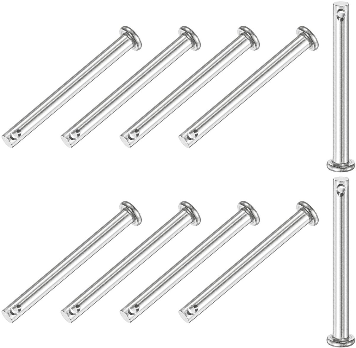 10-delige vorkstiftset M5 x 50 mm met platte kop van roestvrij staal 304, duurzame bevestigingsmaterialen voor bootaccessoires en scharnieren