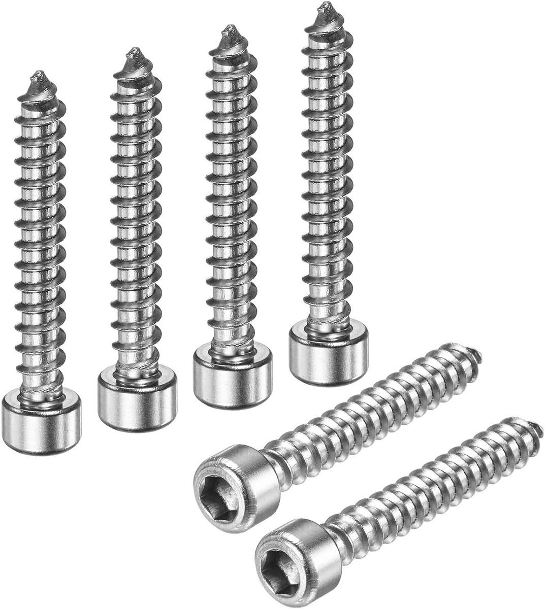 Zeskantige inbuskopschroeven M6 x 40 mm, roestvrij staal, zelfborende schroeven voor meubels en doe-het-zelfprojecten, zeskantboorschroeven met zelfborende punt