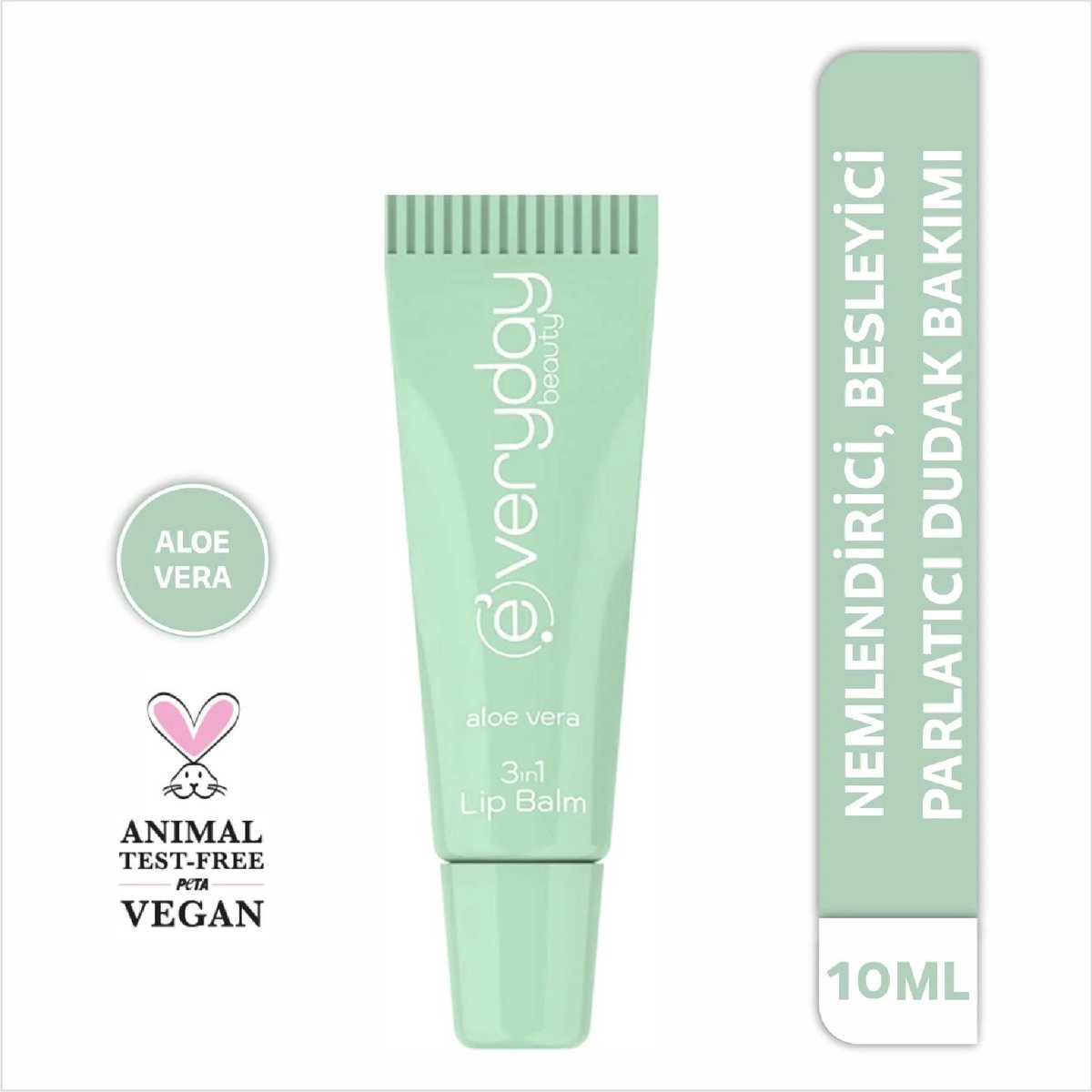 Everyday Beauty Aloe Vera 3in1 Lip Balm - Lippenbalsem met Aloe Vera - Hydraterend, Voedend & Glanzend - Vegan - 10 ml