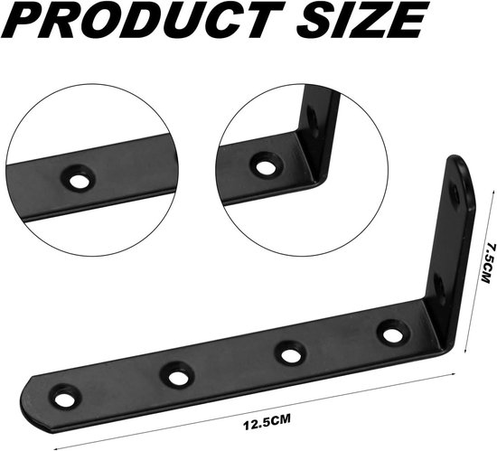 Zware Hoeksteunen voor Planken - 4 Stuks Wandmontage Steunen voor Kasten, Keuken en Kantoor - 125x75 mm — afbeelding 5