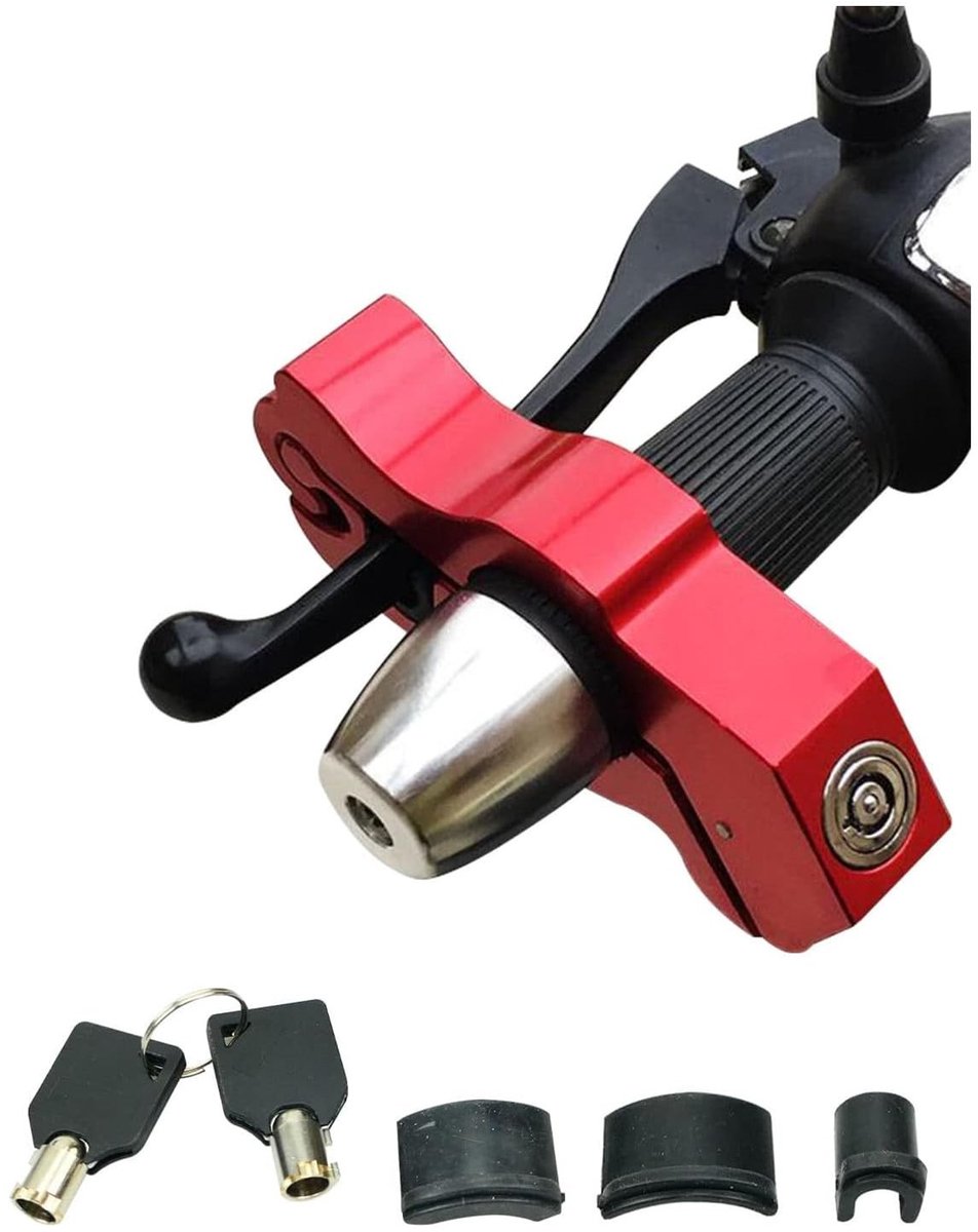 SolidKeus - CNC Aluminium Remhendel Slot met 2 Sleutels voor Scooters en ATV's (Rood)